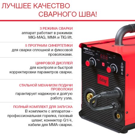 Полуавтомат сварочный FUBAG IRMIG 200 SYN с горелкой 250 А 3 м в комплекте в Самаре фото