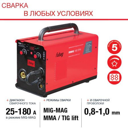 Полуавтомат сварочный FUBAG IRMIG 180 SYN с горелкой 250 А 3 м в комплекте в Самаре фото