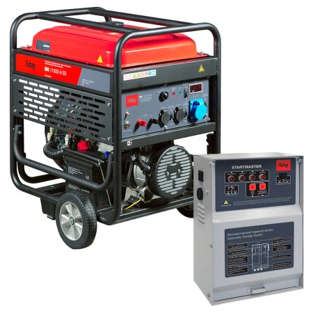 Бензиновый генератор FUBAG BS 11000 A ES с электростартером и коннектором автоматики + Блок автоматики Startmaster BS 11500 D (400 В) для трехфазных сетей в ПОДАРОК