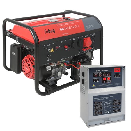 Бензиновый генератор FUBAG BS 9000 DA ES (трехфазный) с электростартером и коннектором автоматики + Блок автоматики Startmaster BS 11500 D (400 В) для бензиновых генераторов в ПОДАРОК