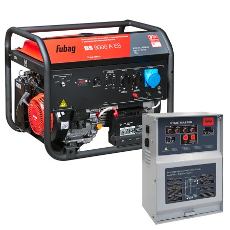 Бензиновый генератор FUBAG BS 9000 A ES с электростартером и коннектором автоматики + Блок автоматики Startmaster BS 11500 D (400 В) для трехфазных сетей в ПОДАРОК
